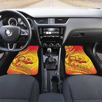 Vanuatu 45 Yia Indipendens Anivesari Car Mats Tamtam Drum With Boar Tusk LT05 Set 2pcs - Front Yellow - Polynesian Pride