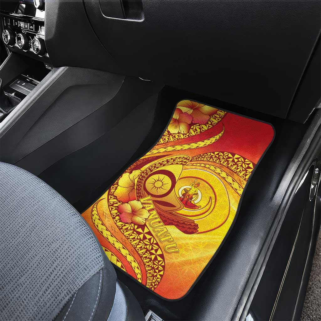 Vanuatu 45 Yia Indipendens Anivesari Car Mats Tamtam Drum With Boar Tusk LT05 - Polynesian Pride