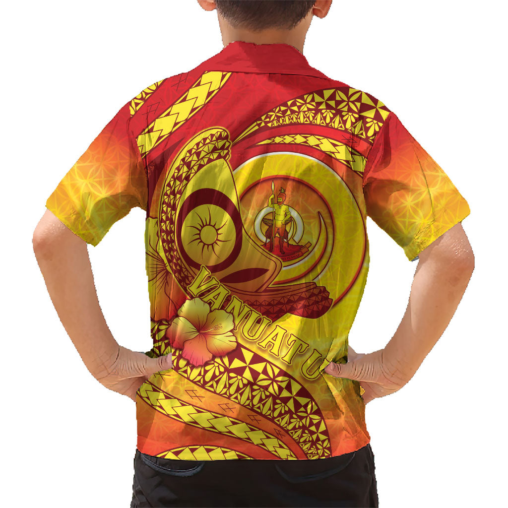 Vanuatu 46 Yia Indipendens Anivesari Family Matching Long Sleeve Bodycon Dress and Hawaiian Shirt Tamtam Drum With Boar Tusk LT05 - Polynesian Pride