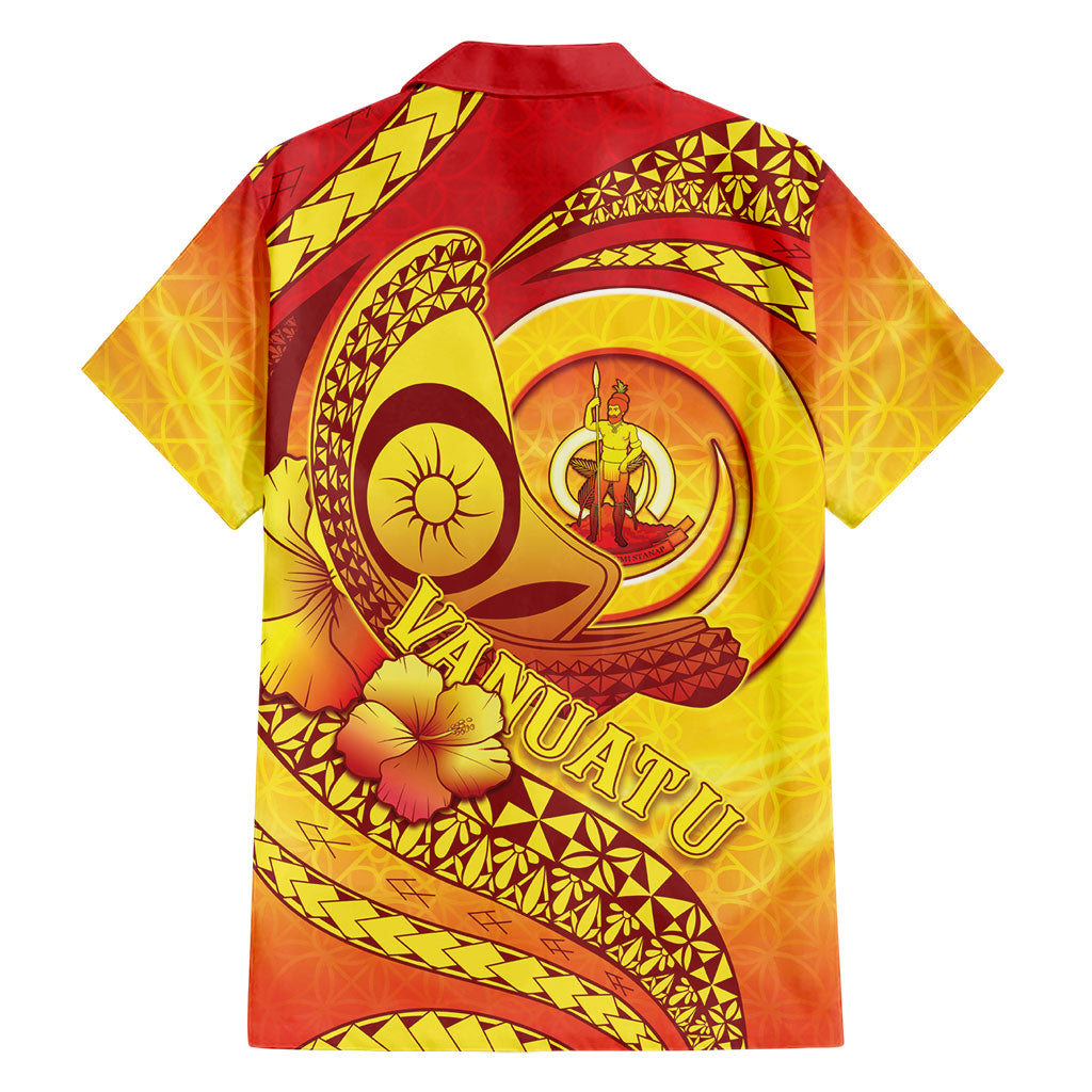Vanuatu 46 Yia Indipendens Anivesari Family Matching Long Sleeve Bodycon Dress and Hawaiian Shirt Tamtam Drum With Boar Tusk LT05 - Polynesian Pride