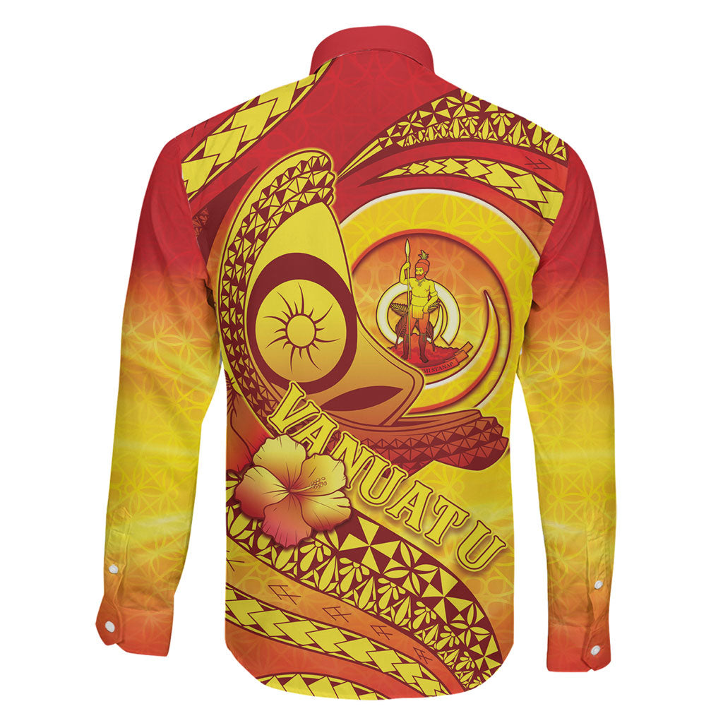 Vanuatu 46 Yia Indipendens Anivesari Family Matching Long Sleeve Bodycon Dress and Hawaiian Shirt Tamtam Drum With Boar Tusk LT05 - Polynesian Pride