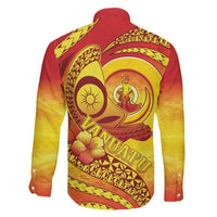 Vanuatu 46 Yia Indipendens Anivesari Family Matching Long Sleeve Bodycon Dress and Hawaiian Shirt Tamtam Drum With Boar Tusk LT05 - Polynesian Pride