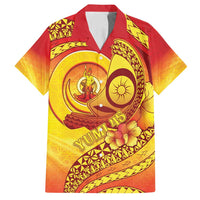 Vanuatu 45 Yia Indipendens Anivesari Family Matching Off Shoulder Short Dress and Hawaiian Shirt Tamtam Drum With Boar Tusk - Polynesian Pride