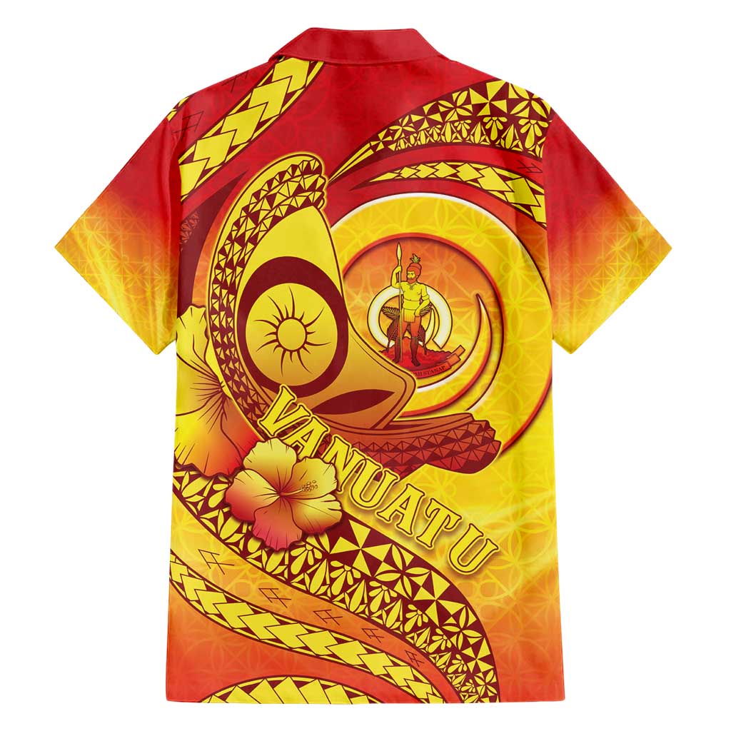 Vanuatu 45 Yia Indipendens Anivesari Family Matching Short Sleeve Bodycon Dress and Hawaiian Shirt Tamtam Drum With Boar Tusk - Polynesian Pride