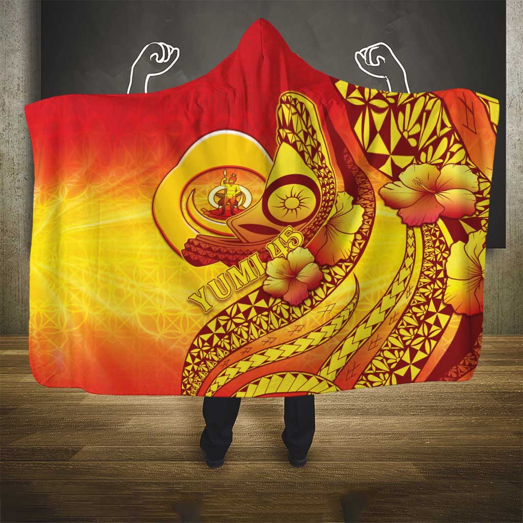 Vanuatu 45 Yia Indipendens Anivesari Hooded Blanket Tamtam Drum With Boar Tusk - Polynesian Pride