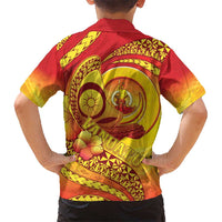 Vanuatu 45 Yia Indipendens Anivesari Kid Hawaiian Shirt Tamtam Drum With Boar Tusk - Polynesian Pride