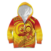 Vanuatu 45 Yia Indipendens Anivesari Kid Hoodie Tamtam Drum With Boar Tusk - Polynesian Pride