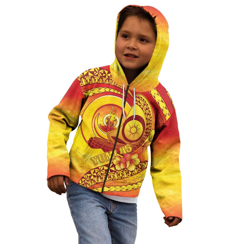 Vanuatu 45 Yia Indipendens Anivesari Kid Hoodie Tamtam Drum With Boar Tusk - Polynesian Pride