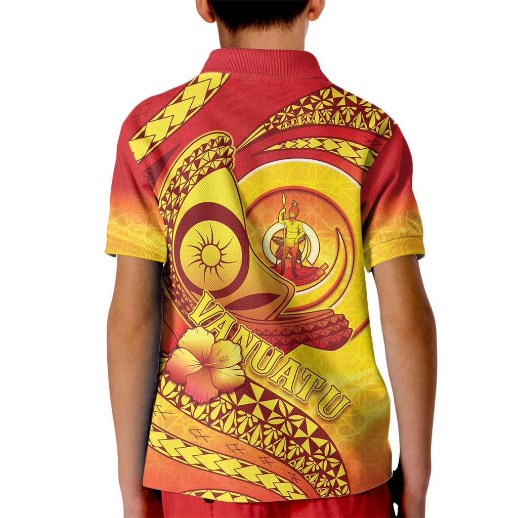 Vanuatu 45 Yia Indipendens Anivesari Kid Polo Shirt Tamtam Drum With Boar Tusk - Polynesian Pride