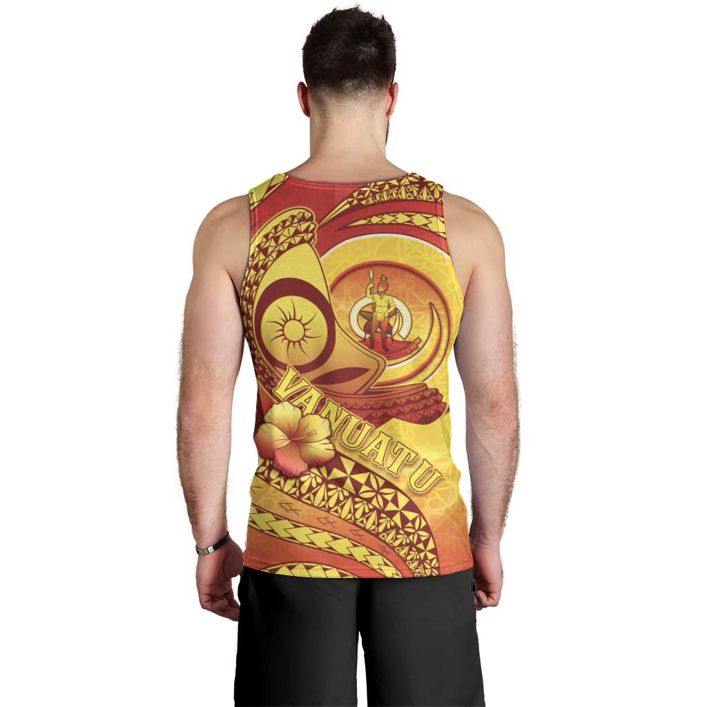Vanuatu 45 Yia Indipendens Anivesari Men Tank Top Tamtam Drum With Boar Tusk LT05 - Polynesian Pride