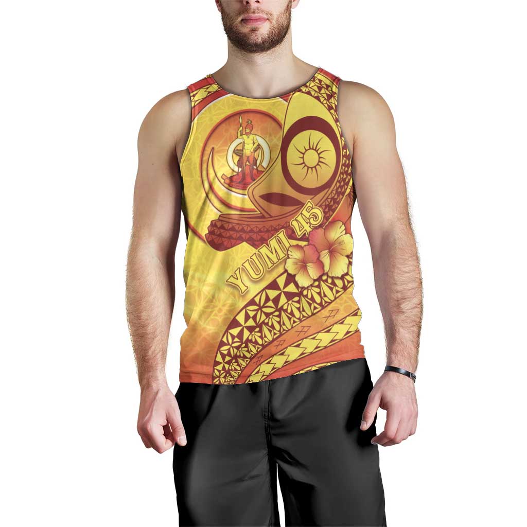 Vanuatu 45 Yia Indipendens Anivesari Men Tank Top Tamtam Drum With Boar Tusk LT05 - Polynesian Pride