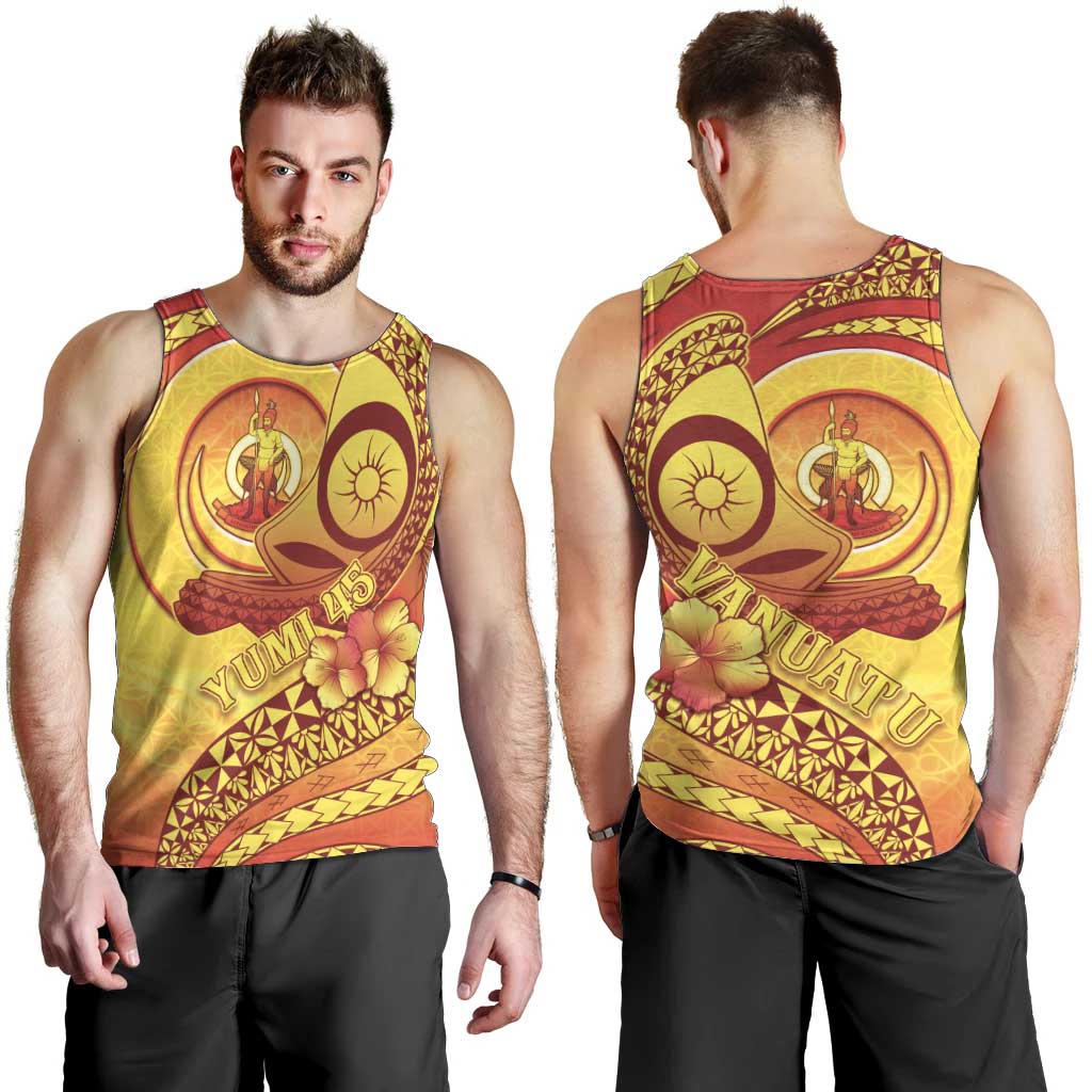 Vanuatu 45 Yia Indipendens Anivesari Men Tank Top Tamtam Drum With Boar Tusk LT05 - Polynesian Pride