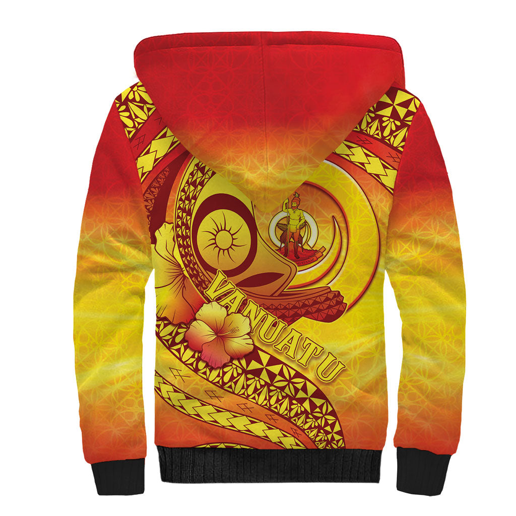 Vanuatu 46 Yia Indipendens Anivesari Sherpa Hoodie Tamtam Drum With Boar Tusk LT05 - Polynesian Pride