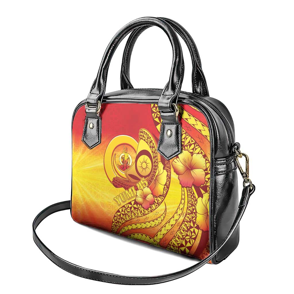 Vanuatu 45 Yia Indipendens Anivesari Shoulder Handbag Tamtam Drum With Boar Tusk - Polynesian Pride