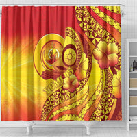 Vanuatu 45 Yia Indipendens Anivesari Shower Curtain Tamtam Drum With Boar Tusk - Polynesian Pride