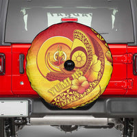 Vanuatu 45 Yia Indipendens Anivesari Spare Tire Cover Tamtam Drum With Boar Tusk - Polynesian Pride