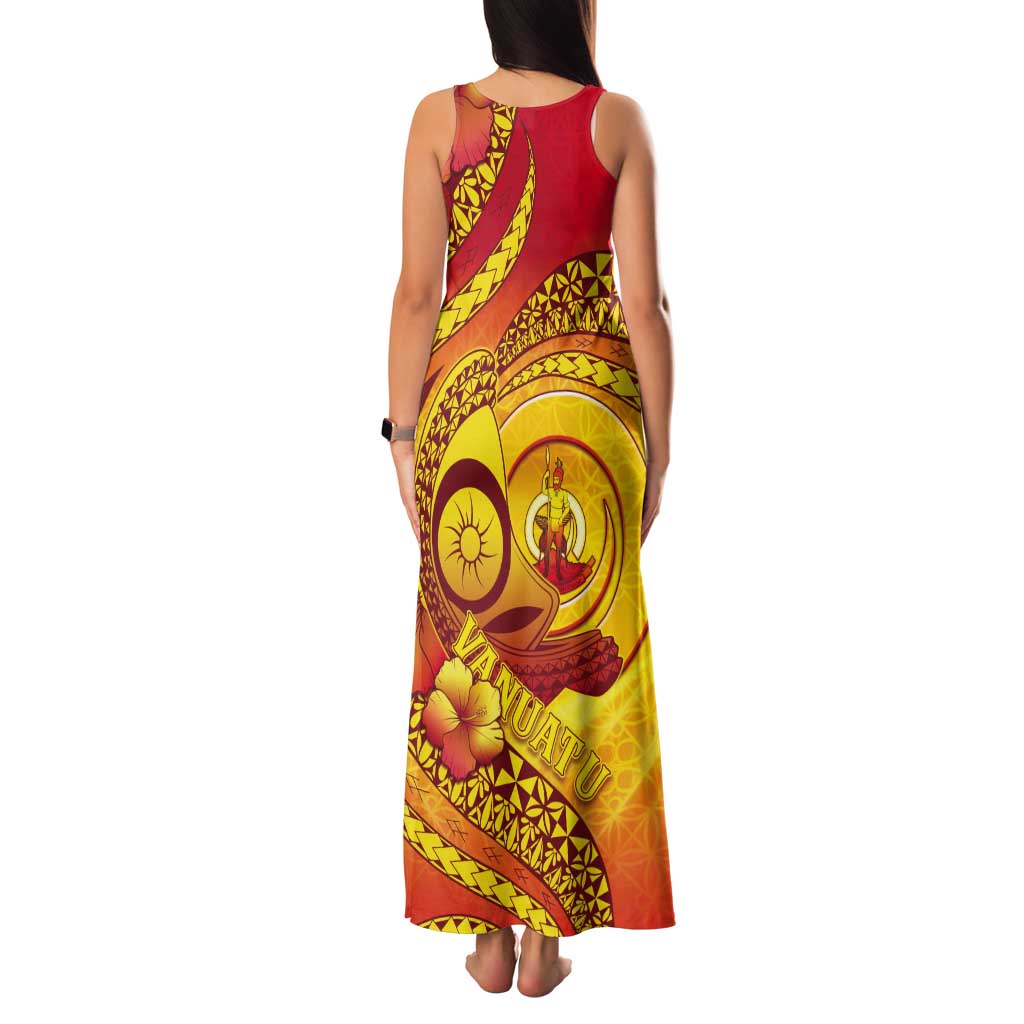 Vanuatu 45 Yia Indipendens Anivesari Tank Maxi Dress Tamtam Drum With Boar Tusk - Polynesian Pride
