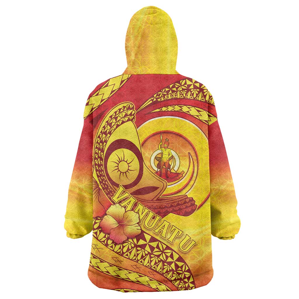 Vanuatu 45 Yia Indipendens Anivesari Wearable Blanket Hoodie Tamtam Drum With Boar Tusk - Polynesian Pride