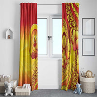 Vanuatu 45 Yia Indipendens Anivesari Window Curtain Tamtam Drum With Boar Tusk - Polynesian Pride