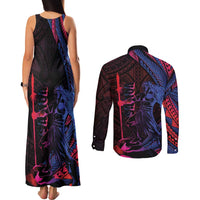 Samoan Pride Couples Matching Tank Maxi Dress and Long Sleeve Button Shirt The Tui Manua LT05 - Polynesian Pride