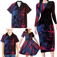 Samoan Pride Family Matching Long Sleeve Bodycon Dress and Hawaiian Shirt The Tui Manua - Polynesian Pride