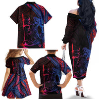 Samoan Pride Family Matching Off The Shoulder Long Sleeve Dress and Hawaiian Shirt The Tui Manua - Polynesian Pride
