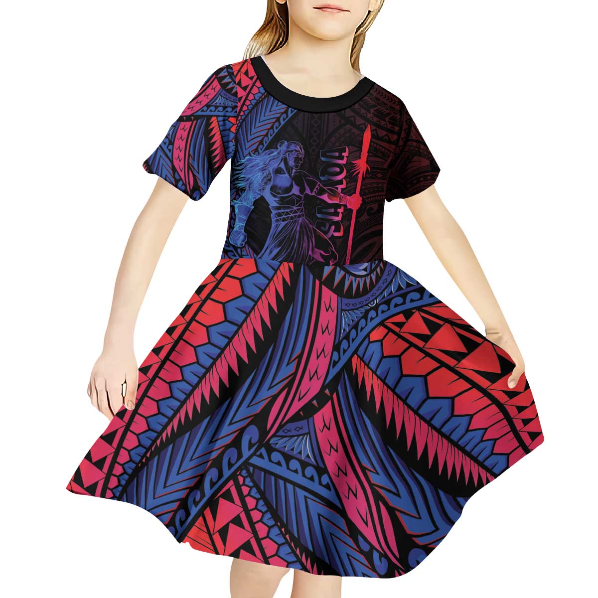 Samoan Pride Kid Short Sleeve Dress The Tui Manua - Polynesian Pride