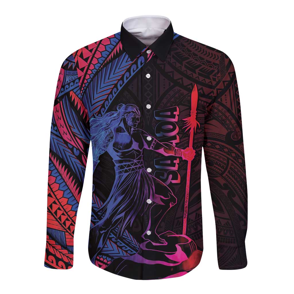 Samoan Pride Long Sleeve Button Shirt The Tui Manua LT05 Unisex Black - Polynesian Pride