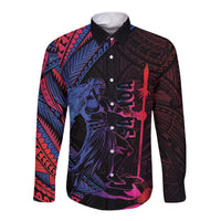 Samoan Pride Long Sleeve Button Shirt The Tui Manua LT05 Unisex Black - Polynesian Pride