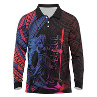 Samoan Pride Long Sleeve Polo Shirt The Tui Manua - Polynesian Pride