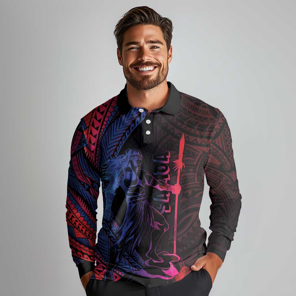 Samoan Pride Long Sleeve Polo Shirt The Tui Manua - Polynesian Pride