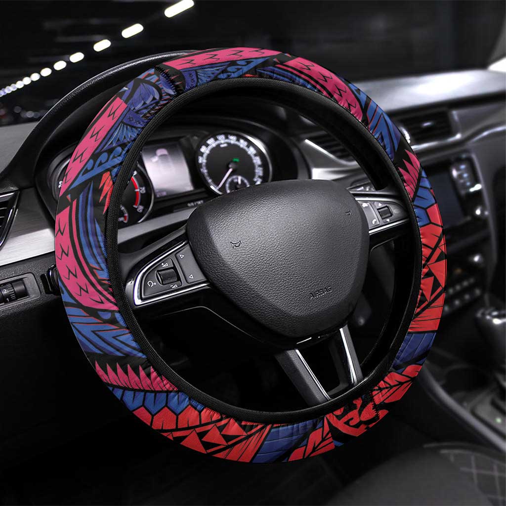 Samoan Pride Steering Wheel Cover The Tui Manua LT05 Universal Fit Black - Polynesian Pride