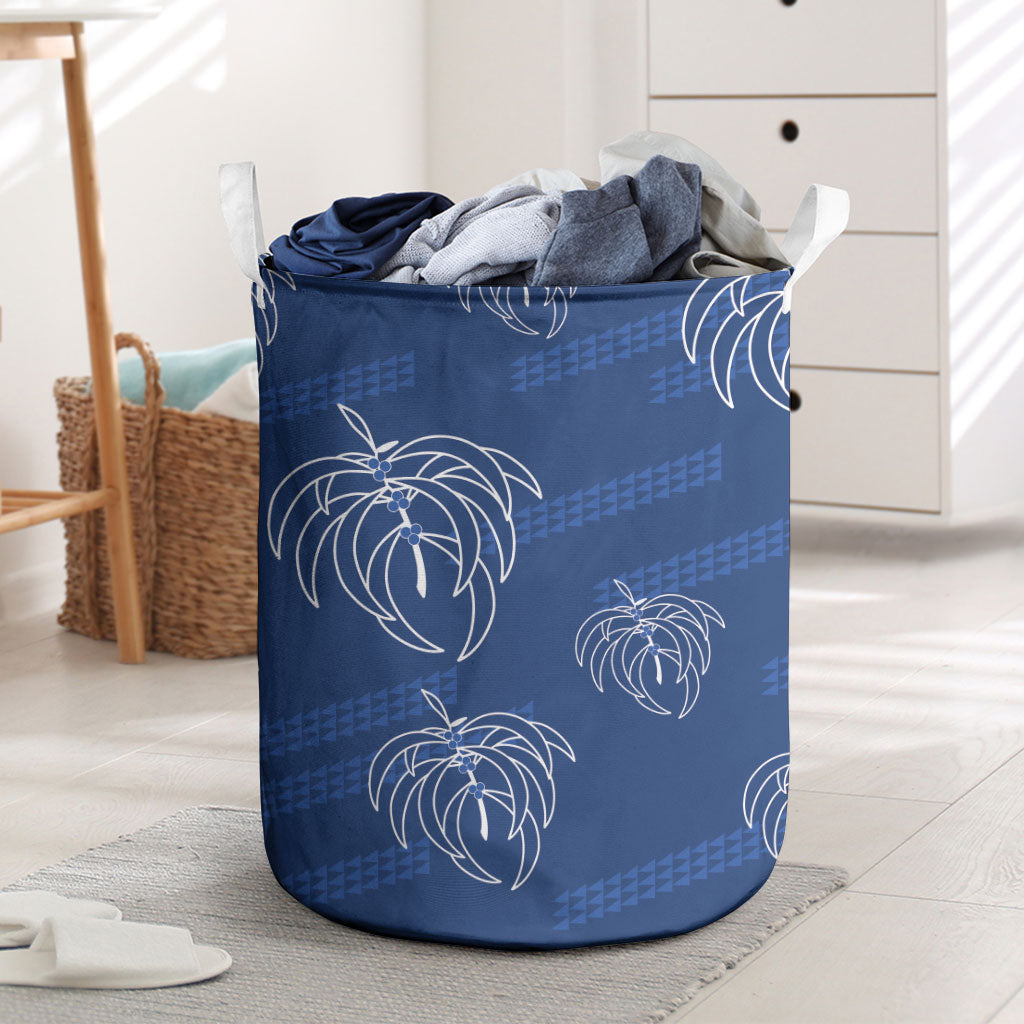 Aloha Hawaii Acacia Koa Leaves Laundry Basket Navy Kakau Tribal Pattern LT05 Navy - Polynesian Pride