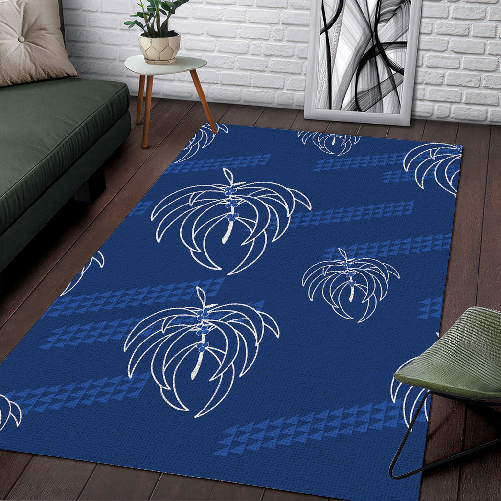 Aloha Hawaii Acacia Koa Leaves Area Rug Navy Kakau Tribal Pattern LT05 Navy - Polynesian Pride