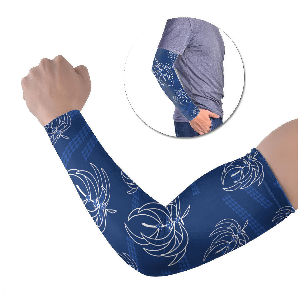 Aloha Hawaii Acacia Koa Leaves Arm Sleeves Navy Kakau Tribal Pattern LT05 Set of 2 Navy - Polynesian Pride