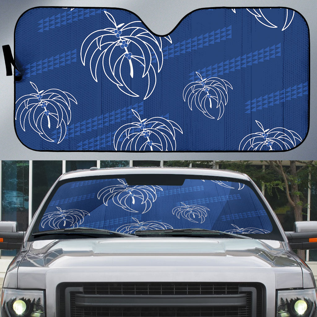 Aloha Hawaii Acacia Koa Leaves Auto Sun Shade Navy Kakau Tribal Pattern LT05 Navy - Polynesian Pride