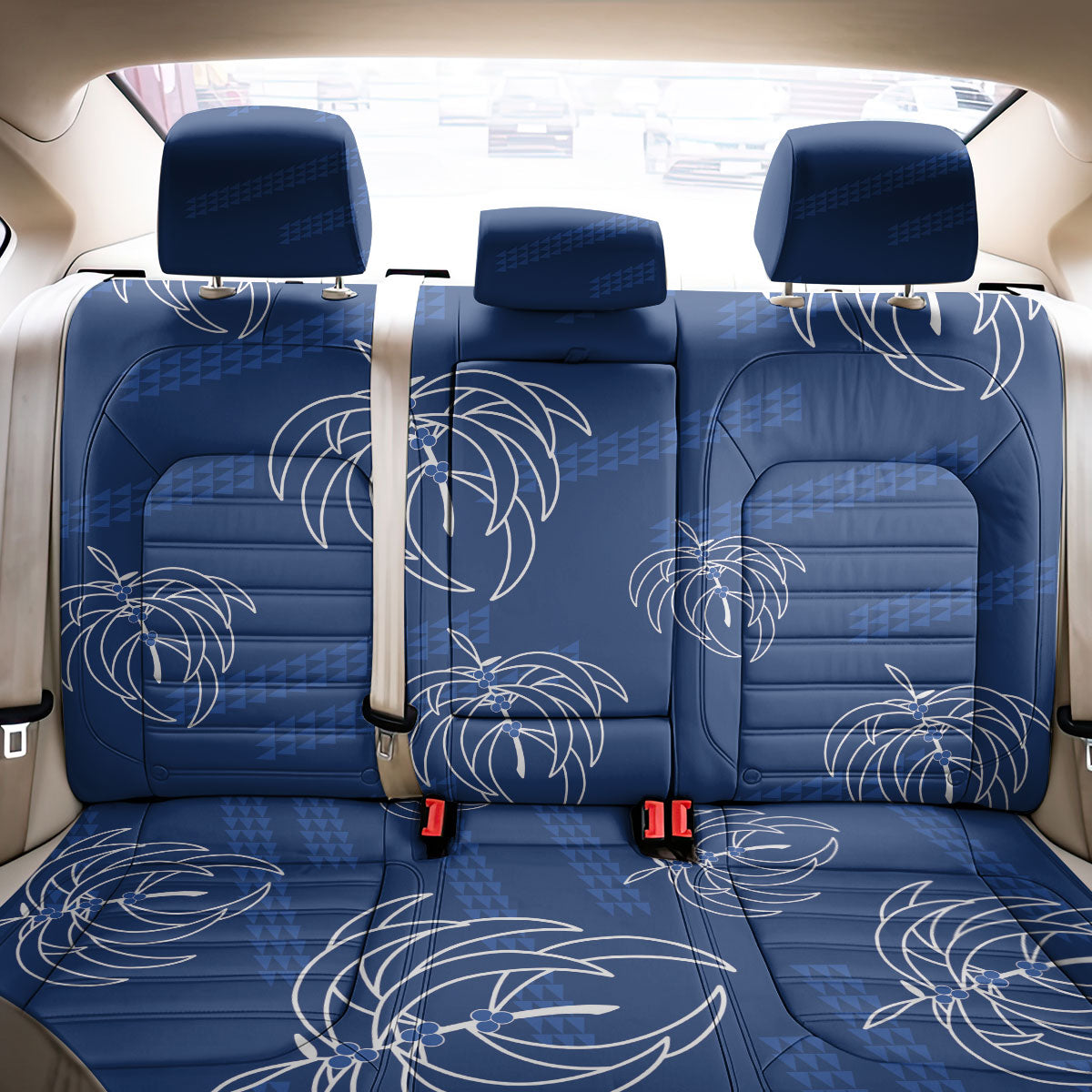 Aloha Hawaii Acacia Koa Leaves Back Car Seat Cover Navy Kakau Tribal Pattern LT05 - Polynesian Pride