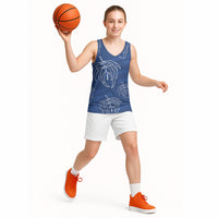 Aloha Hawaii Acacia Koa Leaves Basketball Jersey Navy Kakau Tribal Pattern LT05 - Polynesian Pride