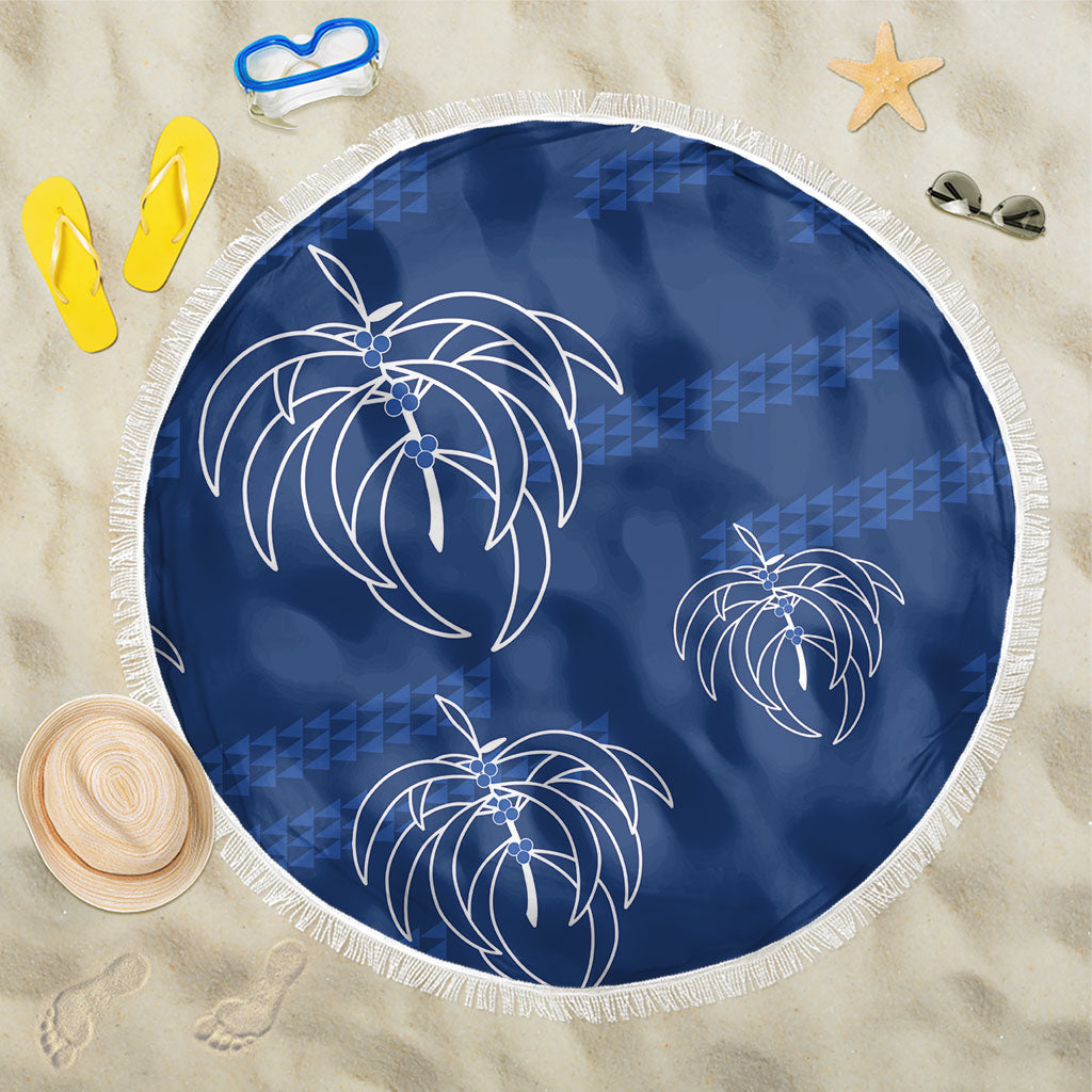 Aloha Hawaii Acacia Koa Leaves Beach Blanket Navy Kakau Tribal Pattern LT05 One Size 150cm Navy - Polynesian Pride