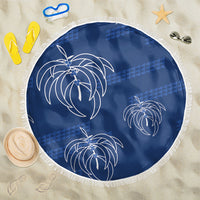 Aloha Hawaii Acacia Koa Leaves Beach Blanket Navy Kakau Tribal Pattern LT05 One Size 150cm Navy - Polynesian Pride