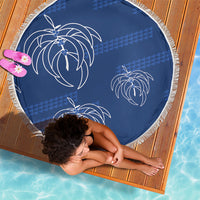 Aloha Hawaii Acacia Koa Leaves Beach Blanket Navy Kakau Tribal Pattern LT05 - Polynesian Pride