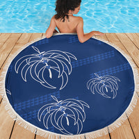 Aloha Hawaii Acacia Koa Leaves Beach Blanket Navy Kakau Tribal Pattern LT05 - Polynesian Pride