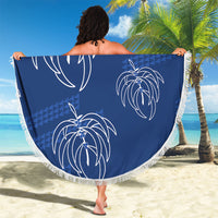 Aloha Hawaii Acacia Koa Leaves Beach Blanket Navy Kakau Tribal Pattern LT05 - Polynesian Pride