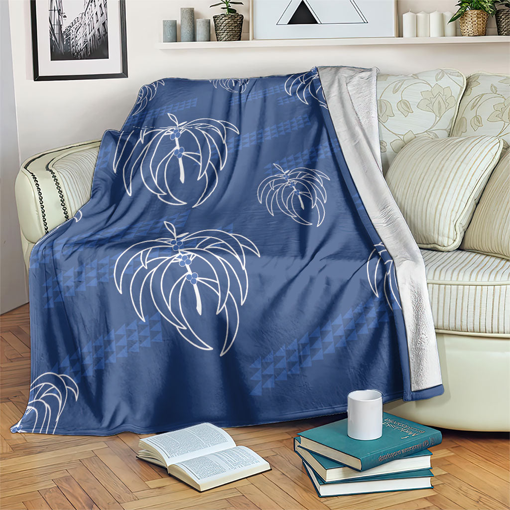 Aloha Hawaii Acacia Koa Leaves Blanket Navy Kakau Tribal Pattern LT05 Navy - Polynesian Pride