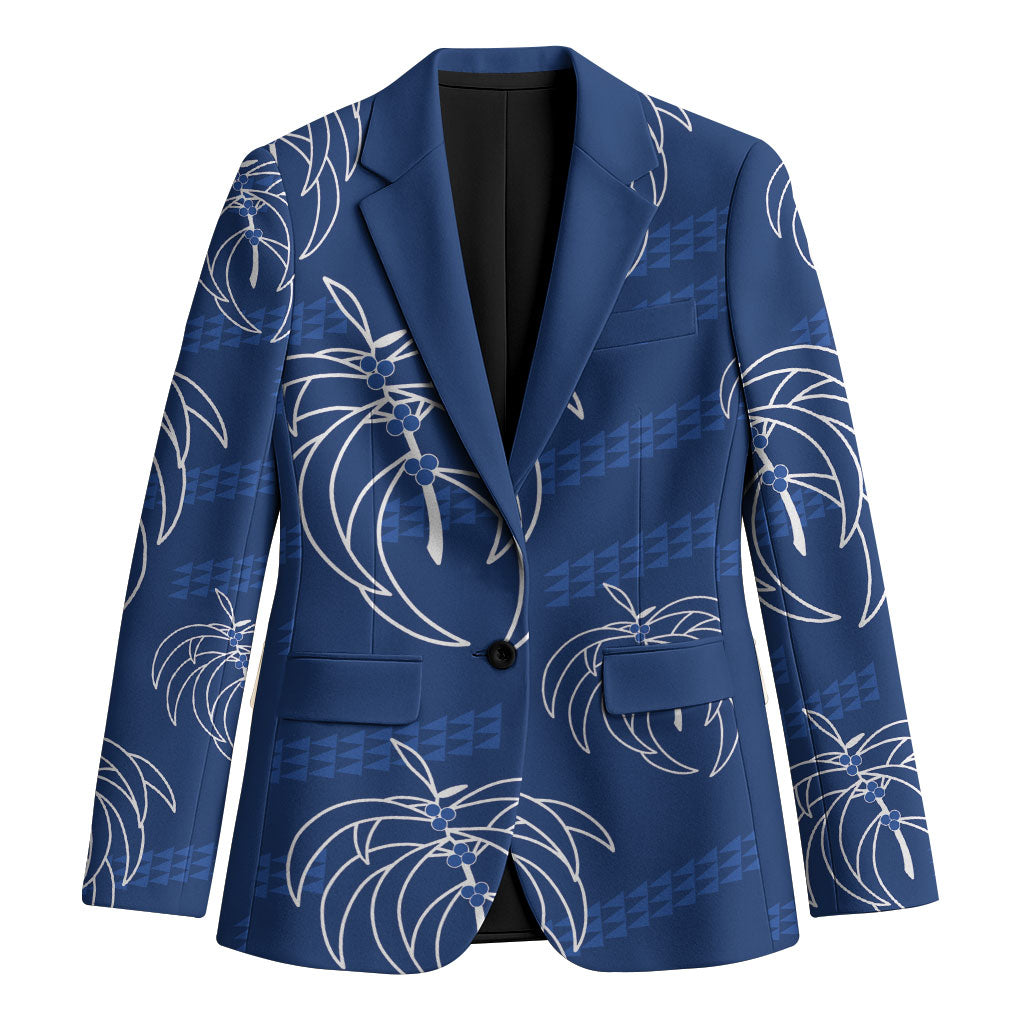 Aloha Hawaii Acacia Koa Leaves Blazer Navy Kakau Tribal Pattern LT05 Unisex Navy - Polynesian Pride