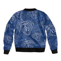 Aloha Hawaii Acacia Koa Leaves Bomber Jacket Navy Kakau Tribal Pattern LT05 - Polynesian Pride