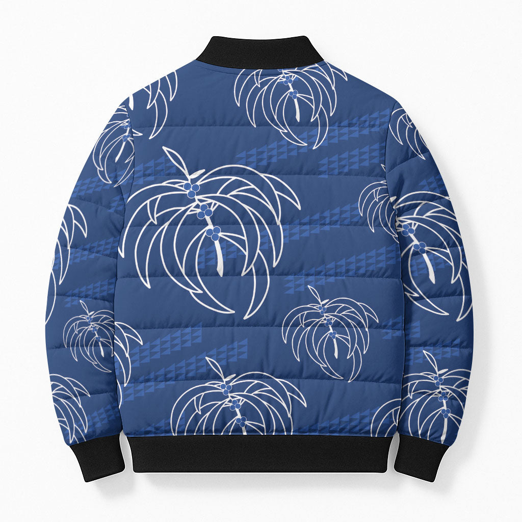 Aloha Hawaii Acacia Koa Leaves Bomber Puffer Jacket Navy Kakau Tribal Pattern LT05 - Polynesian Pride