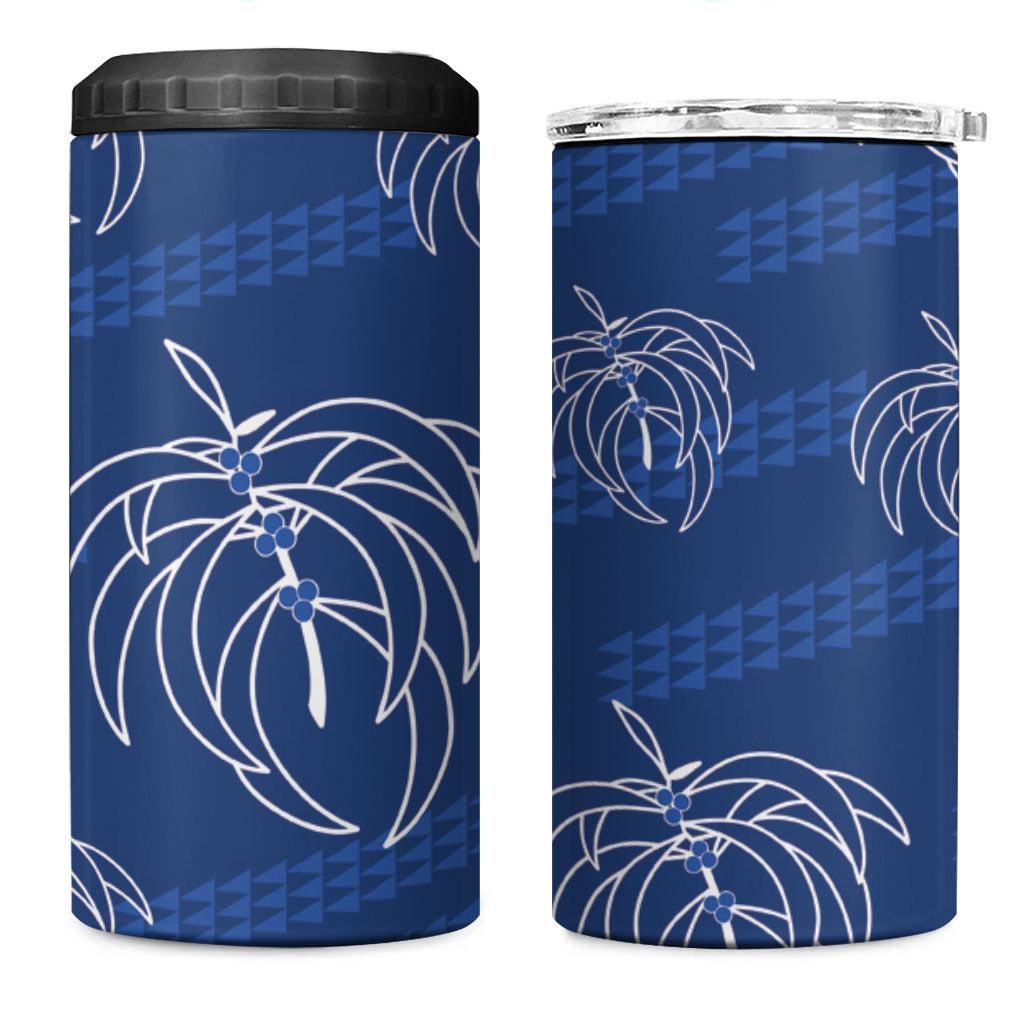 Aloha Hawaii Acacia Koa Leaves 4 in 1 Can Cooler Tumbler Navy Kakau Tribal Pattern LT05 One Size: 16 oz Navy - Polynesian Pride