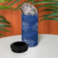Aloha Hawaii Acacia Koa Leaves 4 in 1 Can Cooler Tumbler Navy Kakau Tribal Pattern LT05 - Polynesian Pride