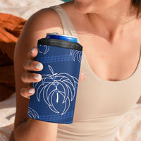 Aloha Hawaii Acacia Koa Leaves 4 in 1 Can Cooler Tumbler Navy Kakau Tribal Pattern LT05 - Polynesian Pride